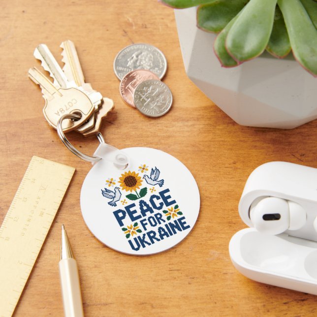 Fred för Ukrainas pixelfolkkonst Nyckelring (Skrivbord)