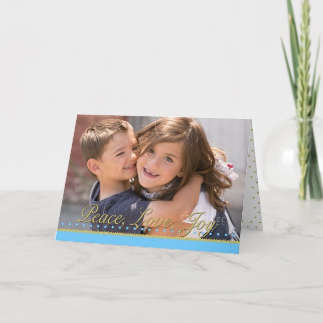 Fred Frid Glädje Guldprickar Julbild Helgkort (Framsida)