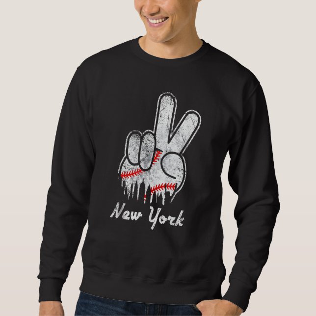 Fred Fridrott Baseboll New York Ny Siluett Kläder  Lång Ärmad Tröja (Framsida)