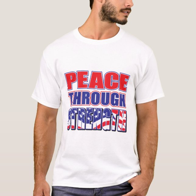 Fred genom styrka t shirt (Framsida)