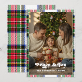 Fred & Glädje Ljus Tartan Rutig Familj Jul Julkort