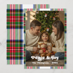 Fred & Glädje Ljus Tartan Rutig Familj Jul Julkort
