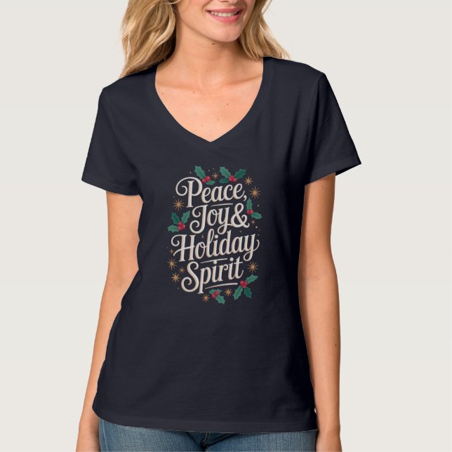 Fred, glädje och Helgdag Spirit T Shirt (Framsida)
