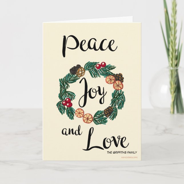 Fred, glädje och kärlek. Anpassningsbar Helgkort (Framsida)