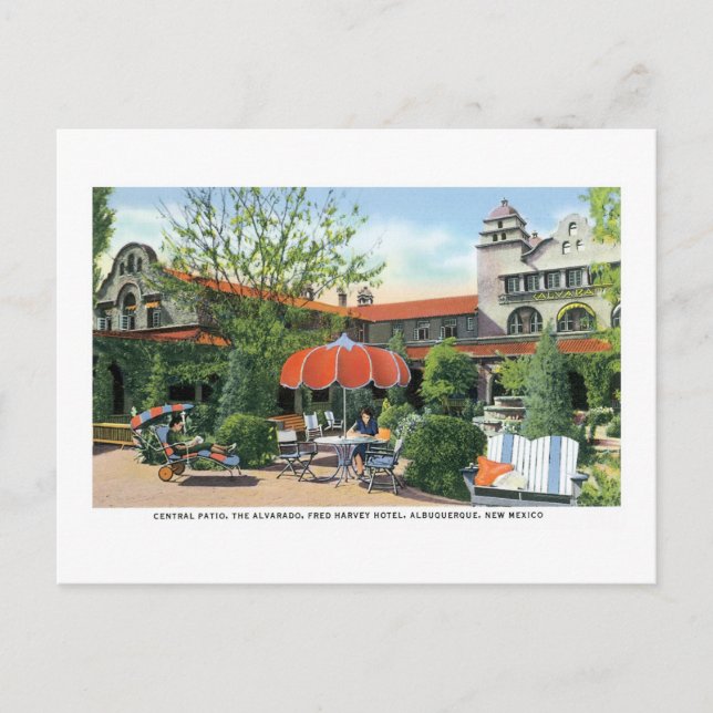Fred Harvey Hotel, Albuquerque, New mexico Vykort (Framsida)