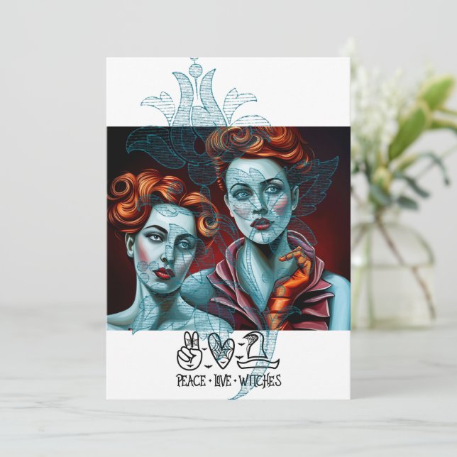 Fred Häxor Kärlek Inbjudningar (Stående Fram)