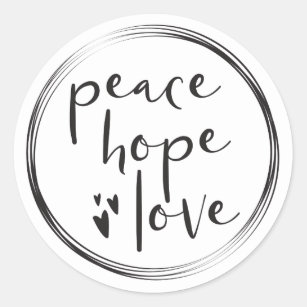 Fred, hopp och Kärlek, modern typ, med cirklar Runt Klistermärke