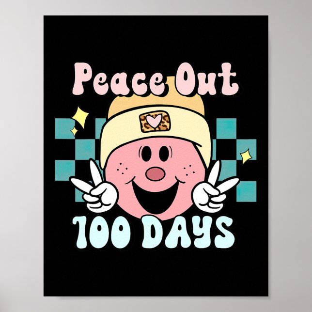 Fred i 100 dagar med skolledighet Ansikte Retro Gr Poster (Framsidan)