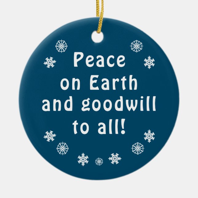 Fred i Jordblå snöflingan Julgransprydnad Keramik (Framsidan)