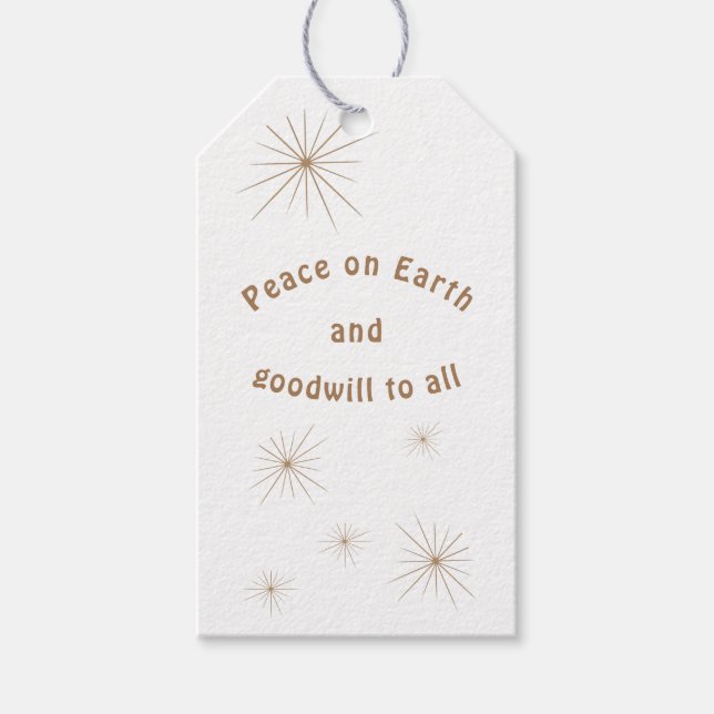 Fred i jordens minimalistiska Guld-text Presentetikett (Framsidan)