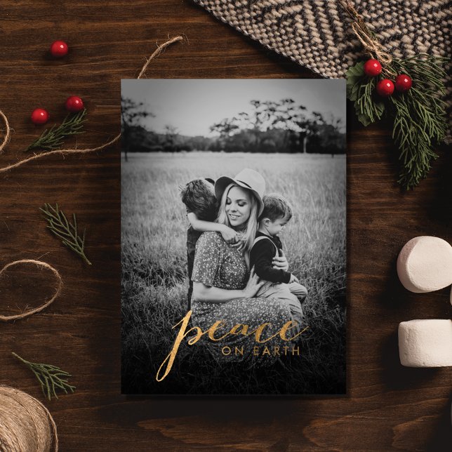 Fred i jordfamiljen Fotojul jul Julkort (Peace on Earth Family Photo Christmas Holiday Card)