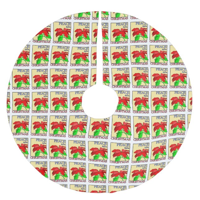 Fred i Jul Red Poinsettia Flower Julgransmatta Borstad Polyester (Framsidan)