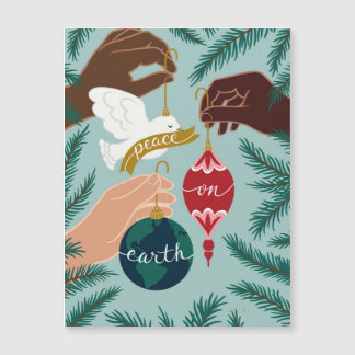 Fred i julhälsningskort på jorden