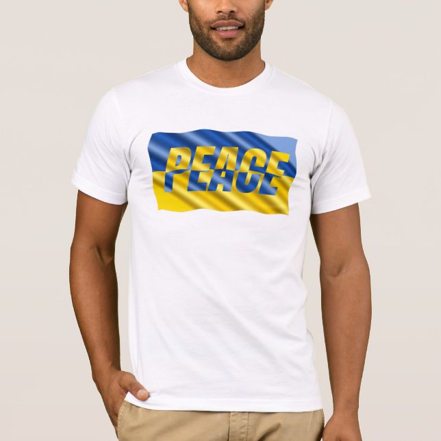 Fred i krig i Ukraina inspirerade till blått och G T Shirt (Framsida)