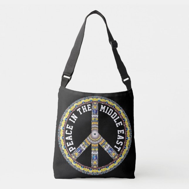 FRED I MELLAN ÖSTERN - GEOMETRISK BUTTERFLIK AXELVÄSKA (Framsida)