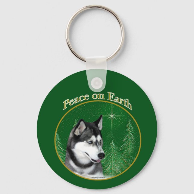 Fred i siberian husky (blk) nyckelring (Framsida)