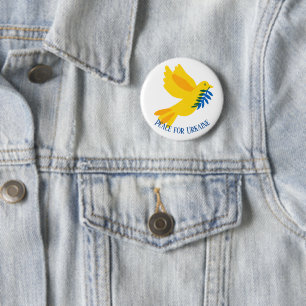 Fred i Ukraina Dove Blue & Gult Flagga Knapp