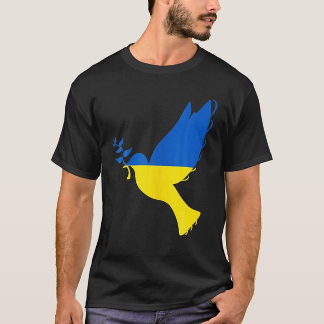 Fred i Ukraina Dove. Stå mot Ukraina. Support T Shirt (Framsida)