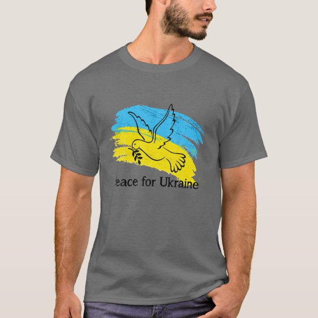Fred i Ukraina Dove. Stå mot Ukraina. Support T Shirt (Framsida)