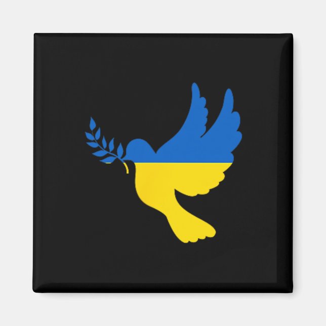 Fred i Ukraina-duva. Stå med Ukraina. Frihet Magnet (Framsidan)