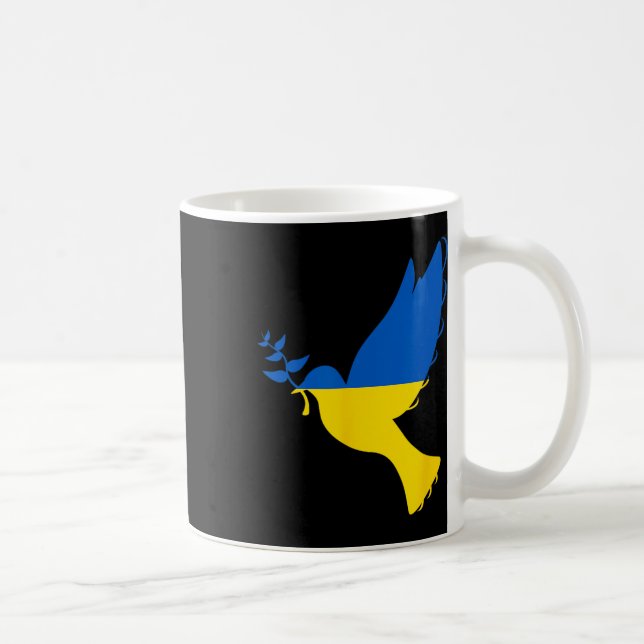 Fred i Ukraina-duva. Stå med Ukraina. Stöd Kaffemugg (Höger)