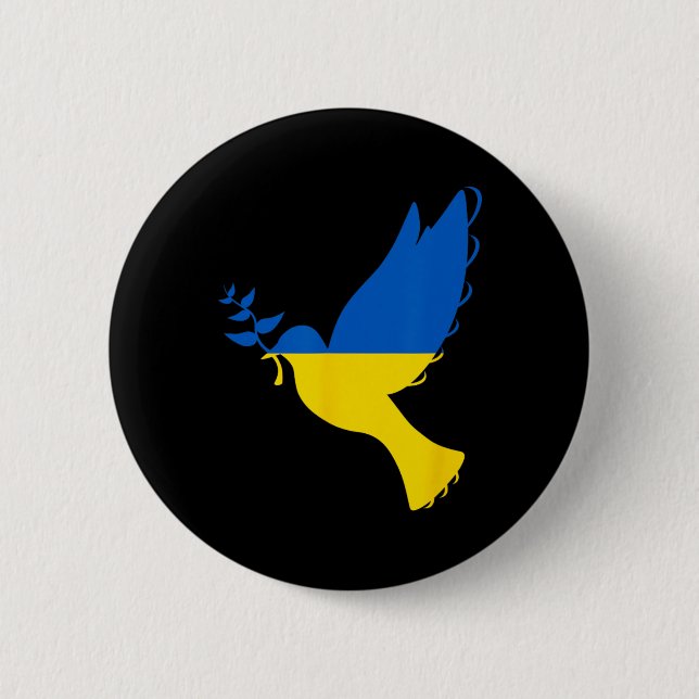 Fred i Ukraina-duva. Stå med Ukraina. Stöd Knapp (Framsida)