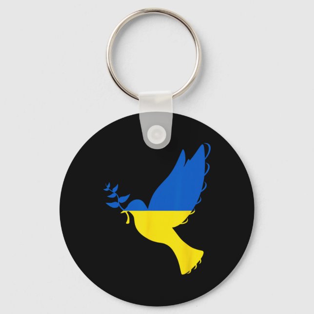 Fred i Ukraina-duva. Stå med Ukraina. Stöd Nyckelring (Framsida)