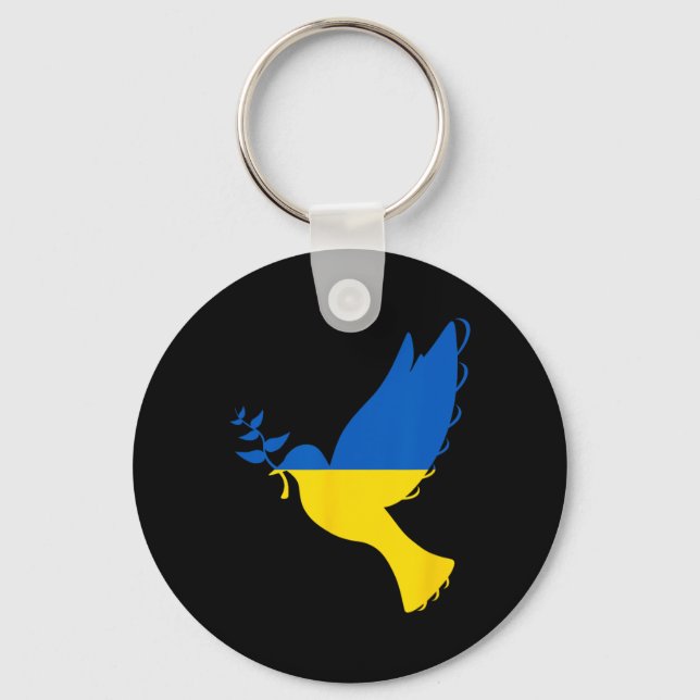 Fred i Ukraina Duva. Stå med Ukraina. Stöd Nyckelring (Framsida)