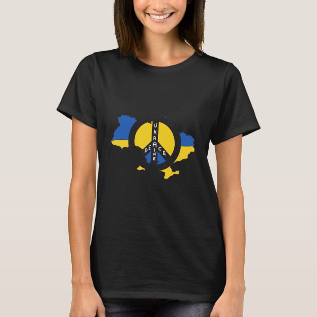 Fred i Ukraina Flagga Karta T Shirt (Framsida)