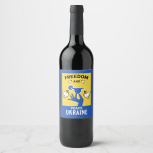 Fred i Ukraina - Kärlek och stöd Vinflaska Etikett