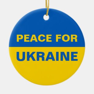 Fred i Ukraina och Flagga Julgransprydnad Keramik