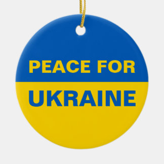 Fred i Ukraina och Flagga Julgransprydnad Keramik