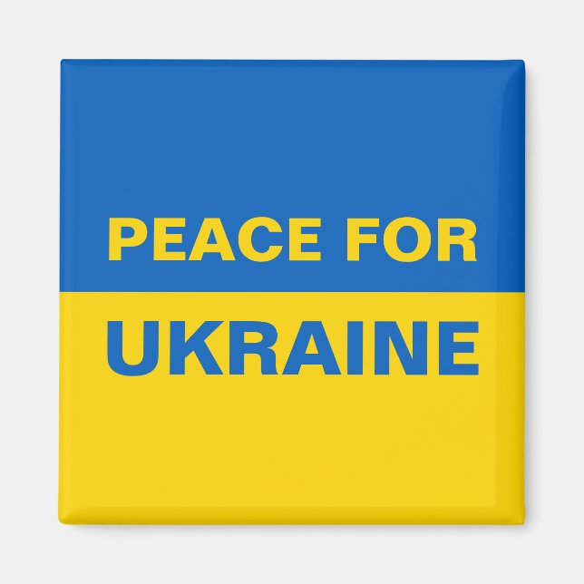 Fred i Ukraina och Flagga Magnet (Framsidan)