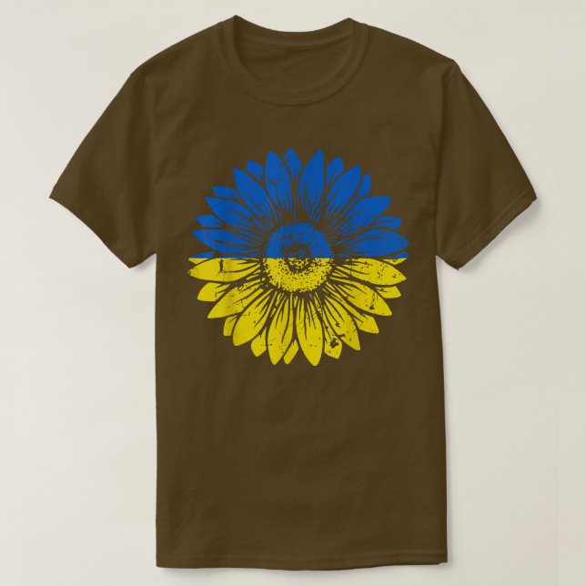Fred i Ukraina Solrosblommor, stressad Grönt och å T Shirt (Design framsida)
