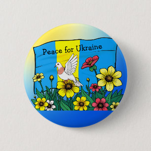 Fred i Ukraina Ukrainukrainska Flagga Knapp