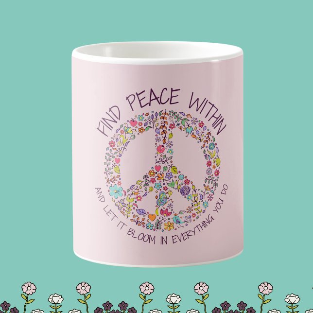 Fred inom Blommigt Mugg - Anpassade Drinkware (Peace Within Floral Mug – Customizable Drinkware)
