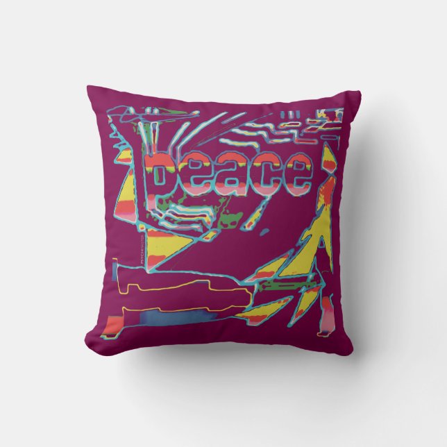 "Fred", inspirationsröd Gult på Vin sydöstra Kudde (Framsida)