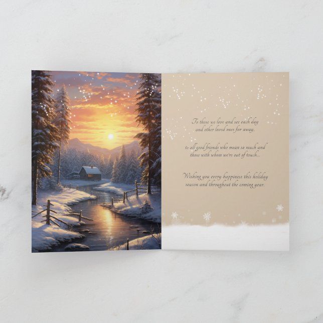   Fred Jo Lyd Vinter Snö Tall Skog Flod   Helgkort (Inuti)
