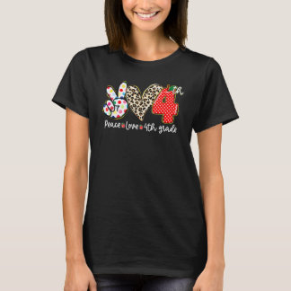 Fred kärlek 4:e klass barn elev lärare tillbaka ti t shirt