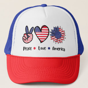 Fred kärlek Amerika Patriotisk 4:e juli lastbilsch Keps