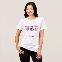 Fred kärlek Amerika Patriotisk flagg Grafisk T Shirt
