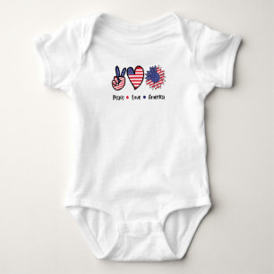Fred kärlek Amerika Patriotisk USA-flagg Grafisk T Shirt