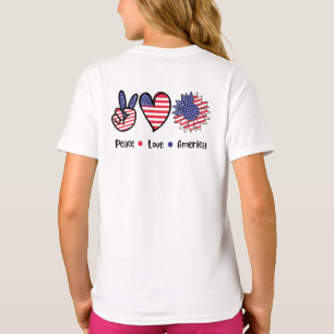 Fred kärlek Amerika Patriotisk USA-flagg Grafisk T Shirt