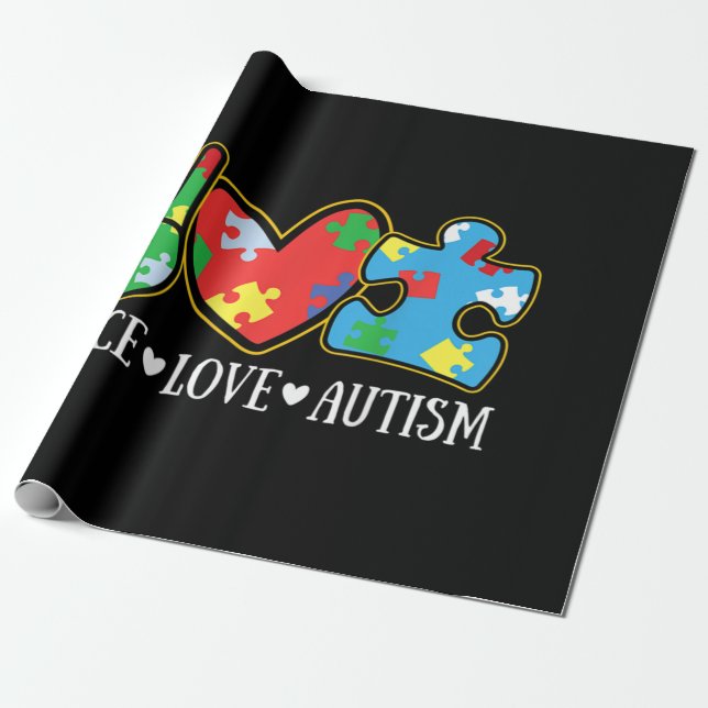 Fred Kärlek Autism Pusselband Autism Acceptans Presentpapper (Utrullad)