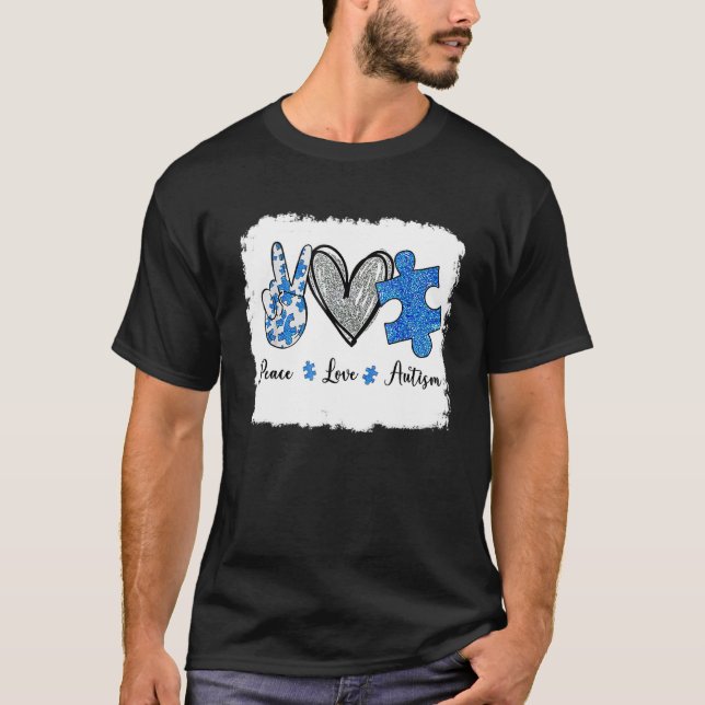 Fred kärlek autism skylt t-shirt plus storlek (Framsida)