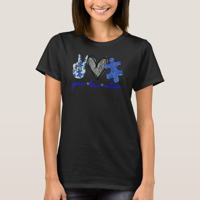 Fred kärlek Autism Stöd Pussel Autism Acceptans T Shirt (Framsida)