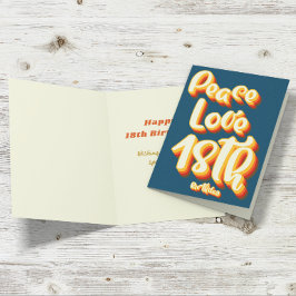 Fred kärlek Blå Retro Groovy 18-års födelsedag Kort