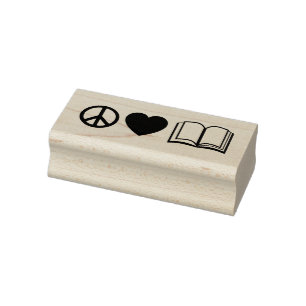 Fred, Kärlek & Bokar Wood Art Frimärke Stämpel