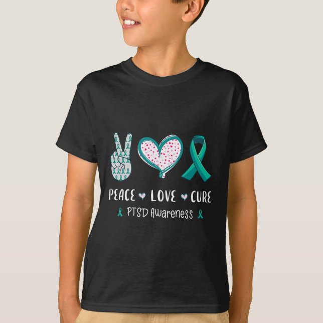Fred kärlek botar Ptsd Stress Störning Medvetenhet T Shirt (Framsida)