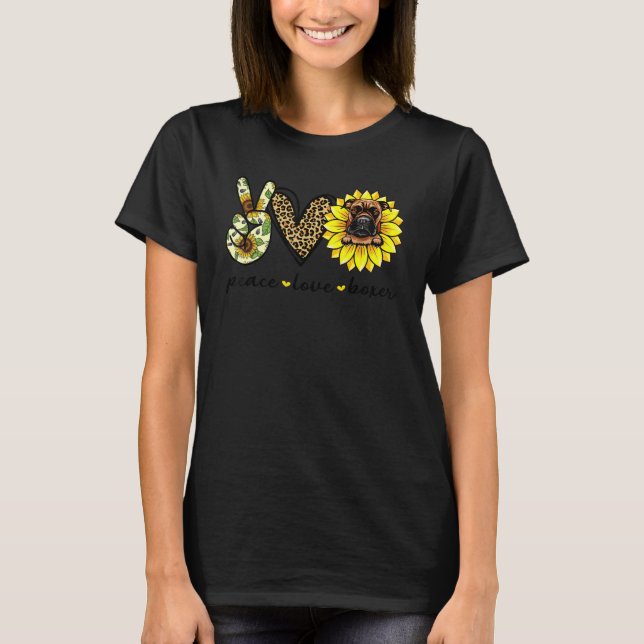 Fred kärlek boxare hund solros t shirt (Framsida)